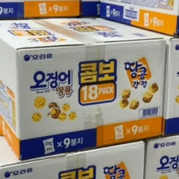 오리온 오징어+땅콩강정 1,485G / 9PK + 9PK